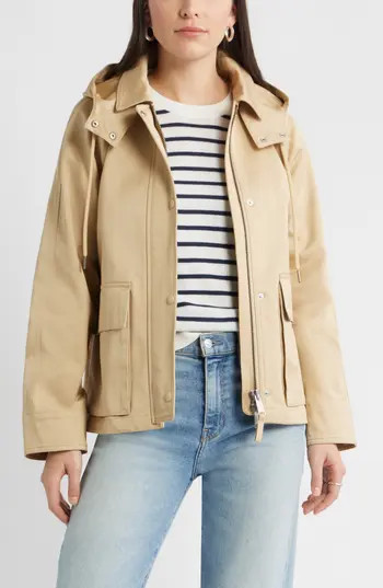 Caslon® Cotton Parka with Removable Hood in Tan Shore at Nordstrom Rack, Size Small | Nordstrom Rack
