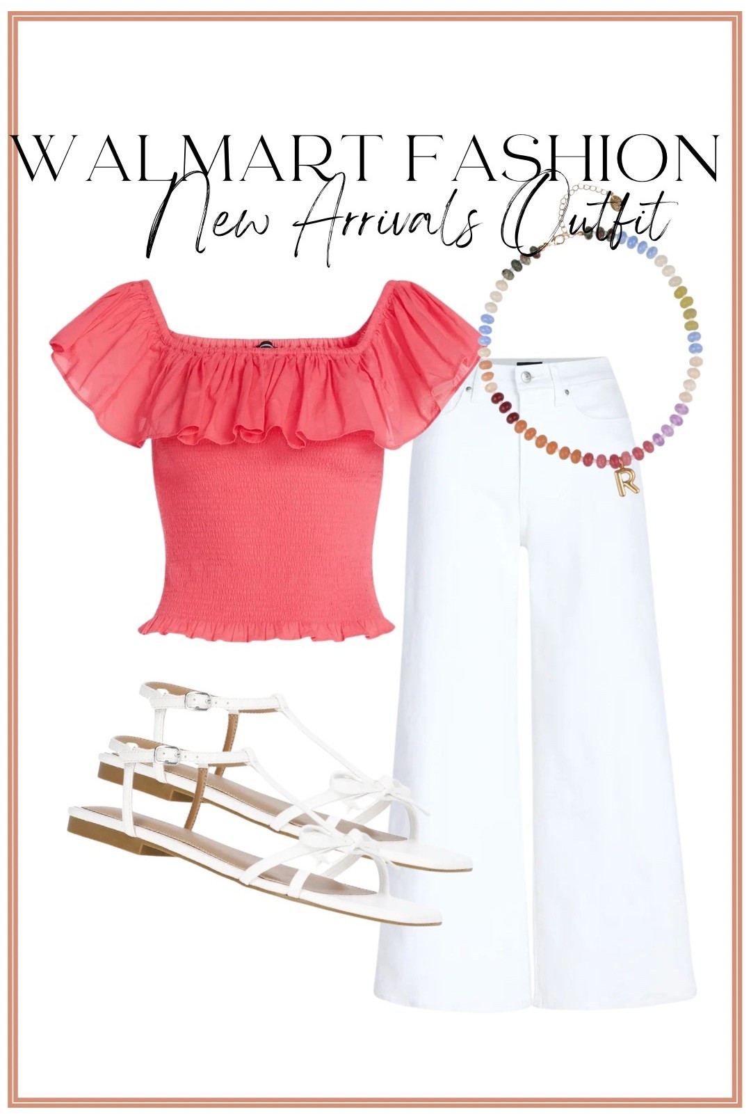 Obsessed is an understatement 🤍 this new Walmart outfit is giving effortless spring + summer vibes and I’m already reaching for it on repeat!

This smocked off-the-shoulder top is the prettiest pop of color and so flattering (stretchy + comfy 🙌), paired with the best white wide leg jeans that instantly elevate the whole look. Finished it off with classic white strappy sandals and the cutest colorful beaded necklace for a fun, elevated touch ✨

Head to toe Walmart finds that look SO much more expensive 👏 perfect for brunch, vacation, date night, or everyday mom life when you still want to feel put together 💁‍♀️

Everything is affordable, easy to style, and will mix + match with so many pieces already in your closet!

#walmartfashion #walmartstyle #walmartfinds #springoutfits #summeroutfits #affordablefashion #outfitinspo #everydaystyle #casualchic #momstyle #widelegjeans #whitejeans #colorfulstyle #brunchoutfit #vacationoutfit #targetstyle 

#LTKootd #LTKPetite
