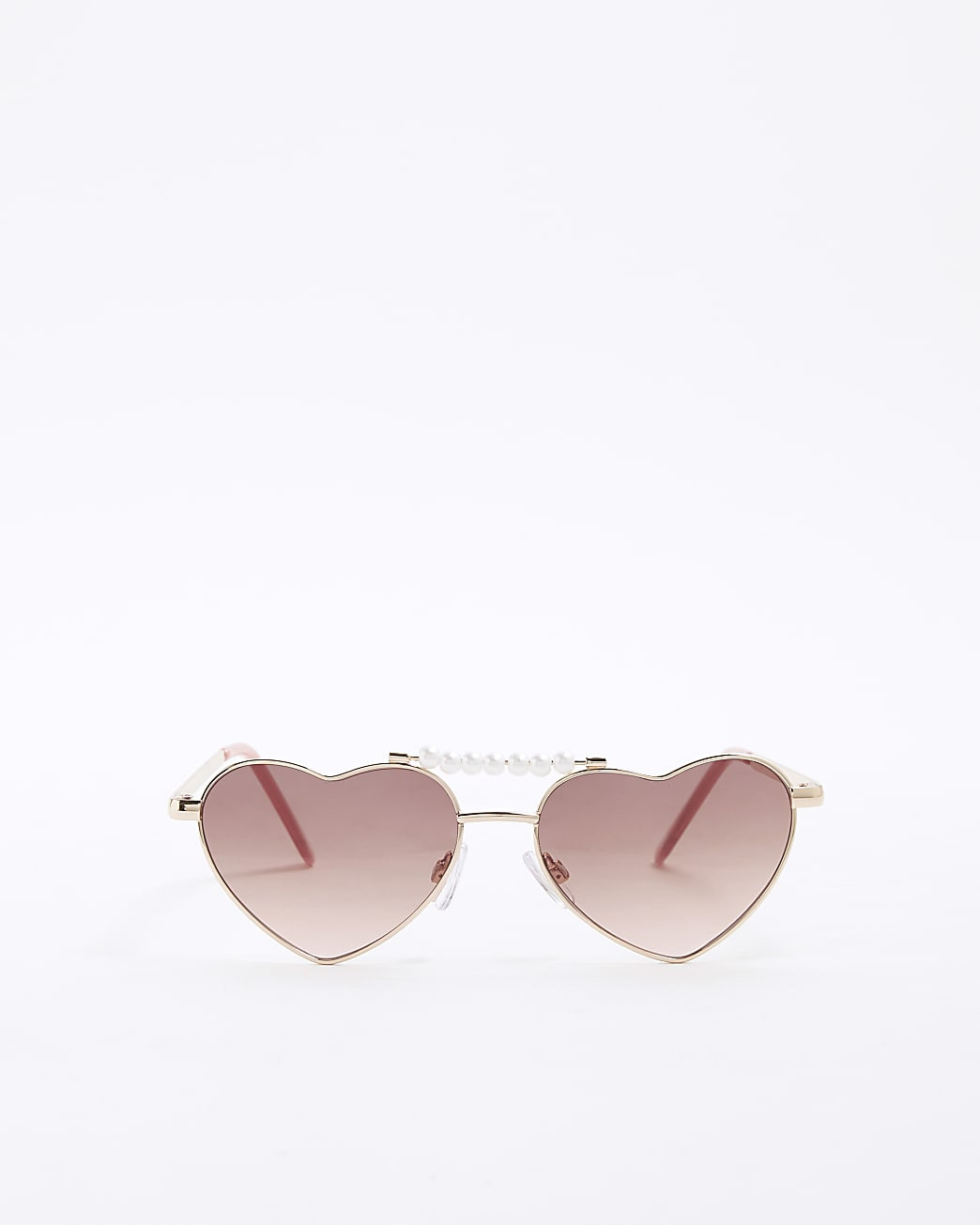 Girls Beige Metal Pearl Heart Sunglasses | River Island UK & IE