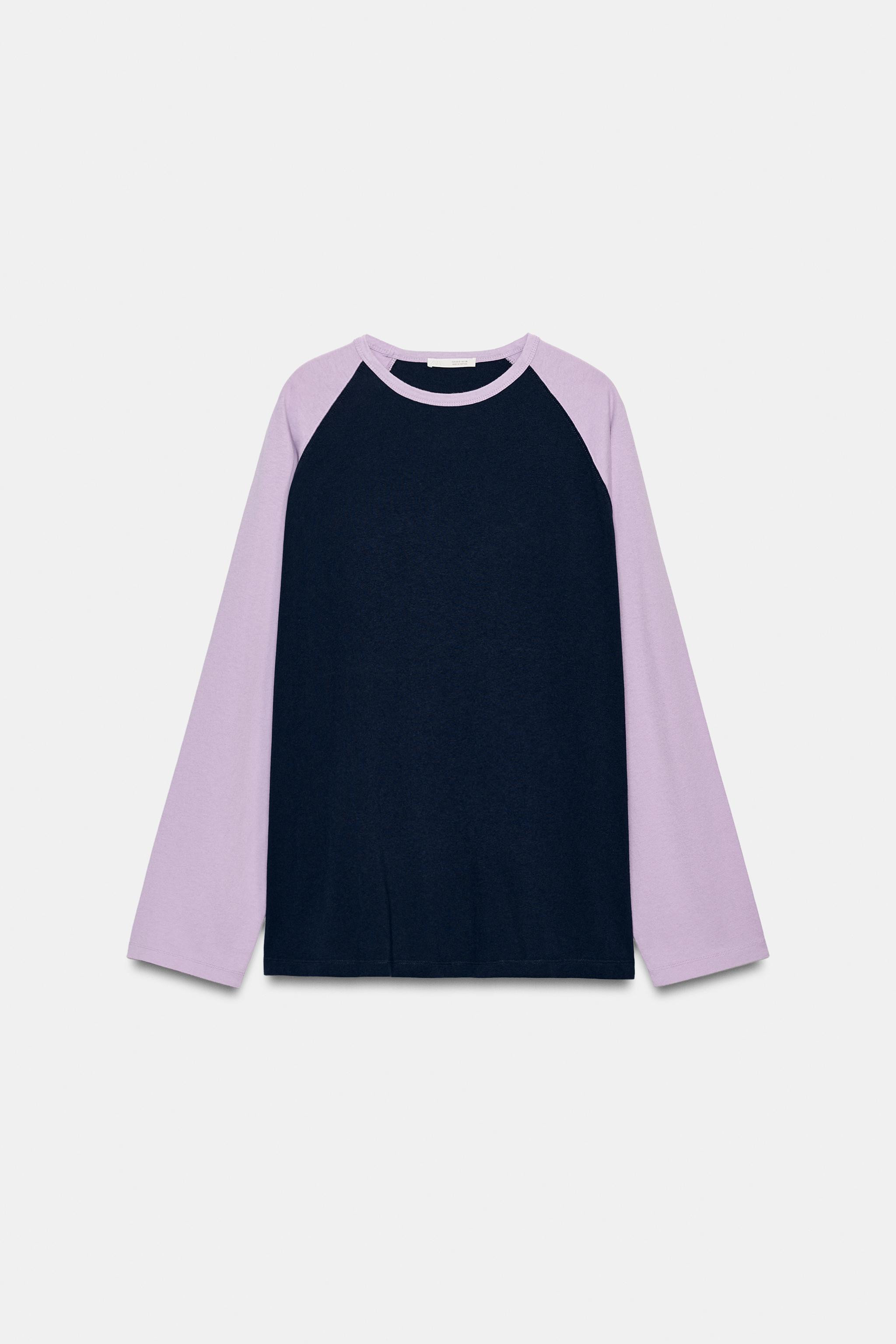 REGULAR FIT - ROUND NECK - REGULAR LENGTH - LONG SLEEVET-shirt featuring main fabric made of spun... | Zara UK