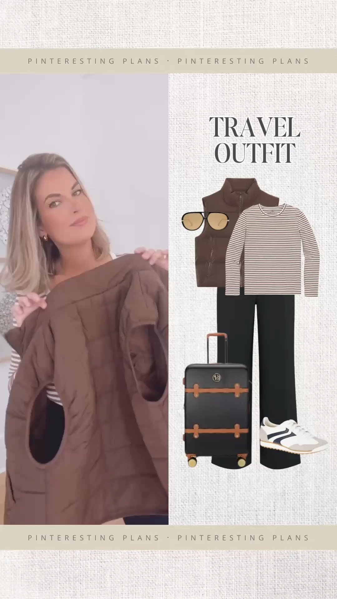 Travel outfit! I am in size small in the vest and tee. Xs tall in the pants. Use code RACHELXSPANX if you’re a first time customer.  These are better than the regular air essentials wide leg pants in my opinion because they don’t have a tie at the waist and they have pockets so they’re easier to dress up.  

#LTKOver40 #LTKTall #LTKTravel