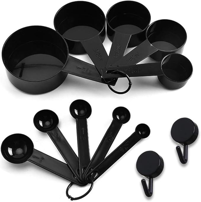 XGiGiX BLACK Measuring Cups and Measuring Spoons Set of 10pcs, Minimalist modern Cups, Included 2... | Amazon (US)