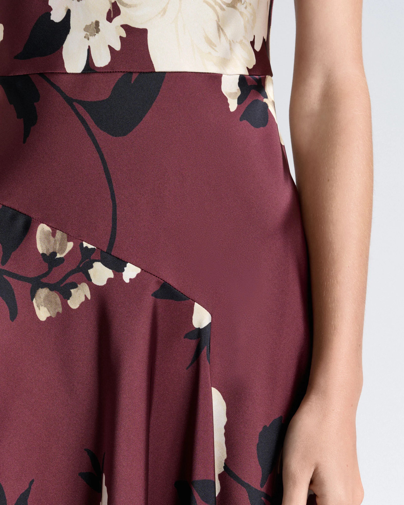 Maroon Peony Draped Midi Dress | Cue AU