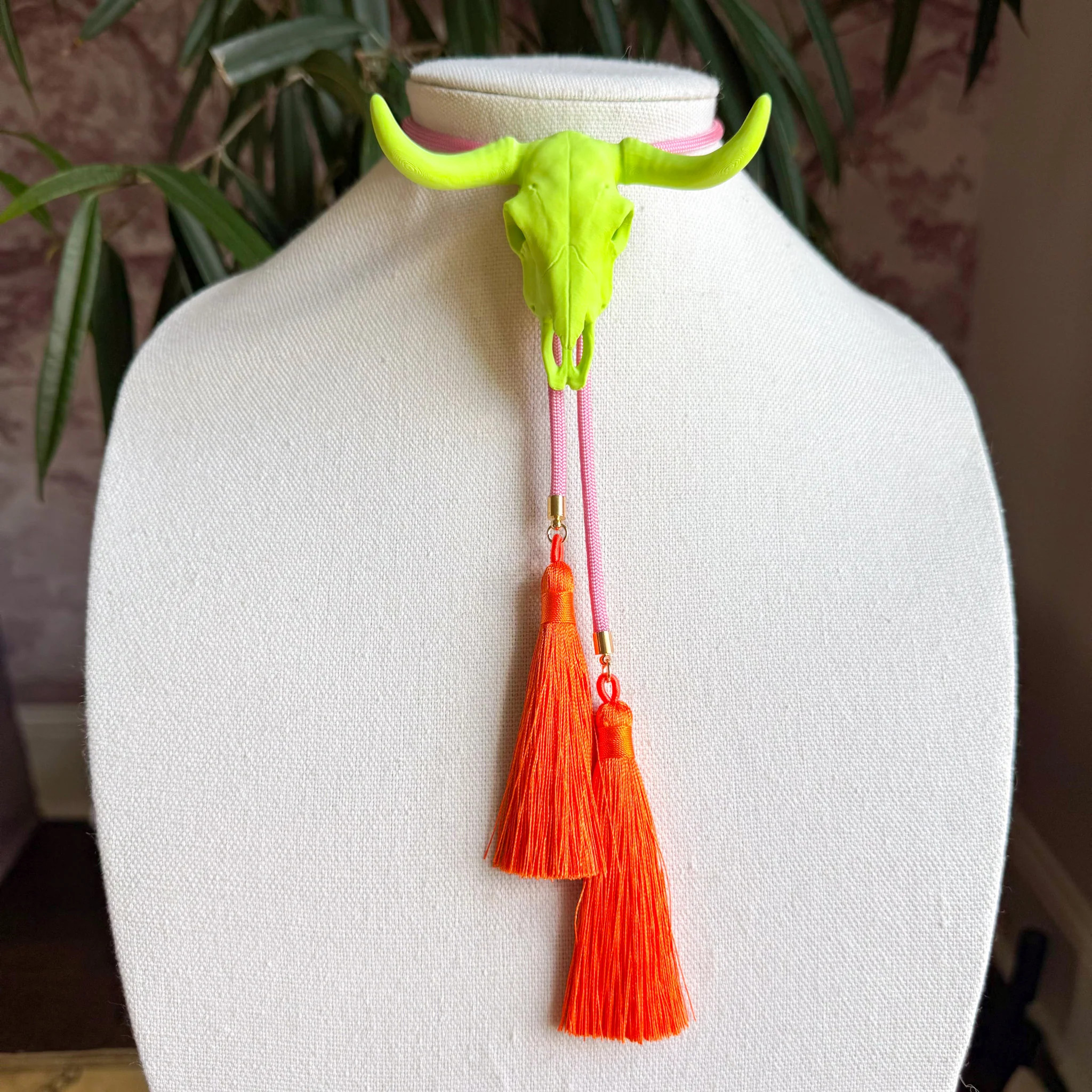 Longhorn Bolo Lime Green with Bubblegum Pink & Orange | Rahya Jewelry Design