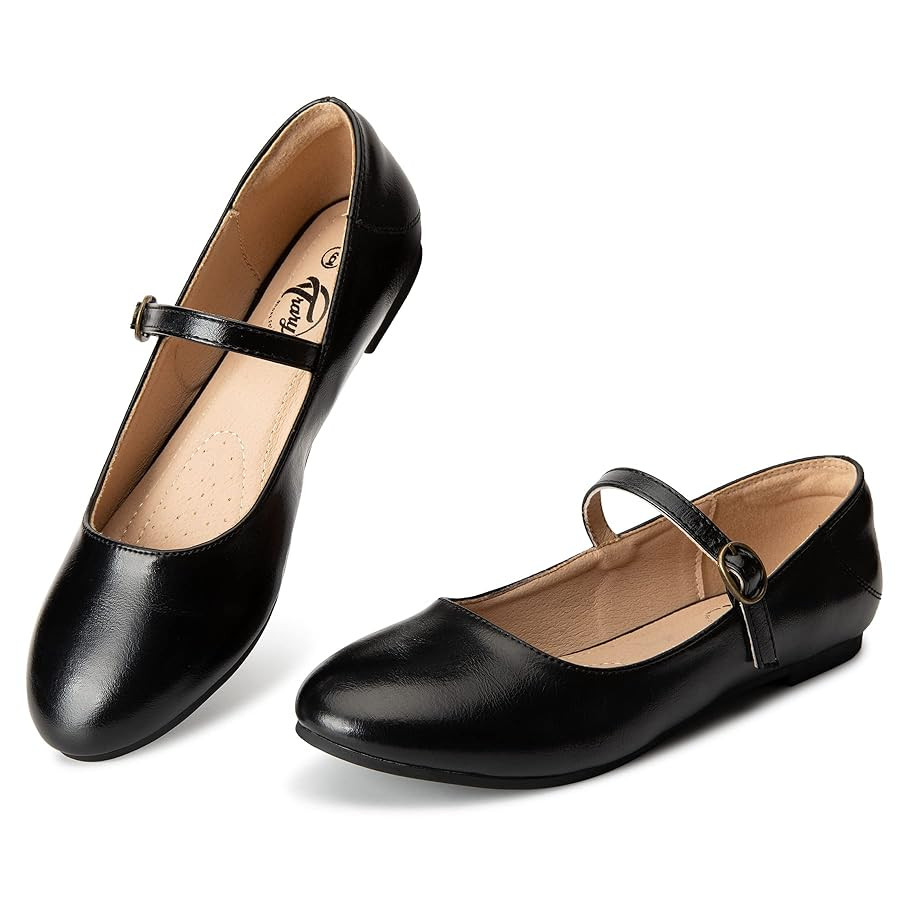 Trary Mary Jane Ballet Flats, Black Flats for Women, Ankle Strap Dressy Comfortable Flats | Amazon (US)