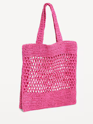 Straw-Paper Crochet Tote Bag for Women | Old Navy (US)