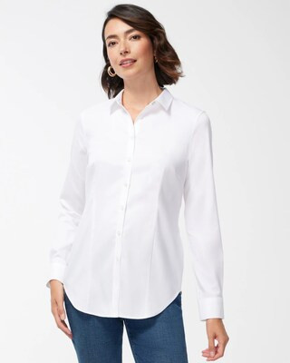 Women's No Iron Fitted Stretch Shirt in White | Chico's | Chico's