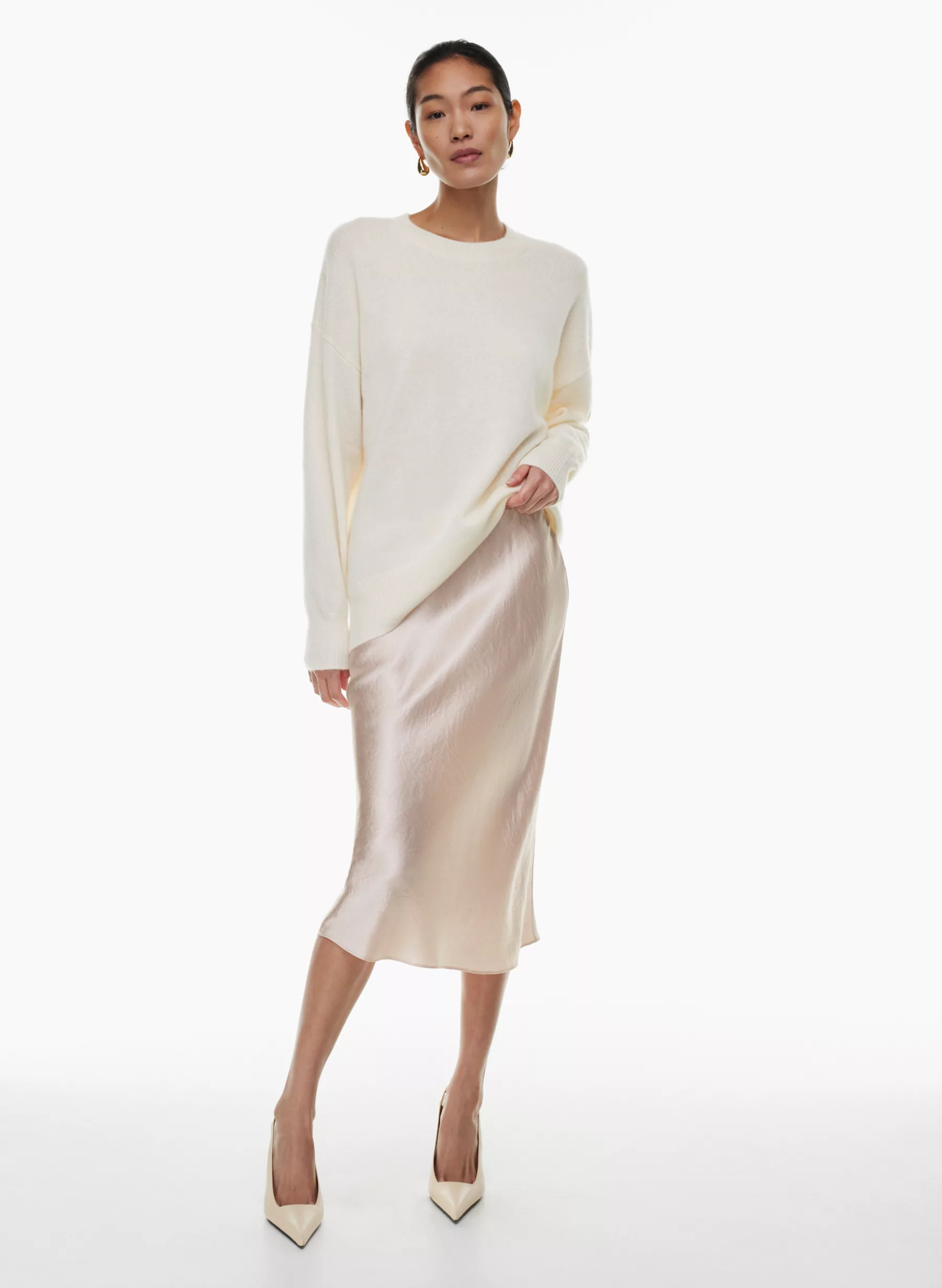 SLIP SATIN MIDI SKIRT | Aritzia