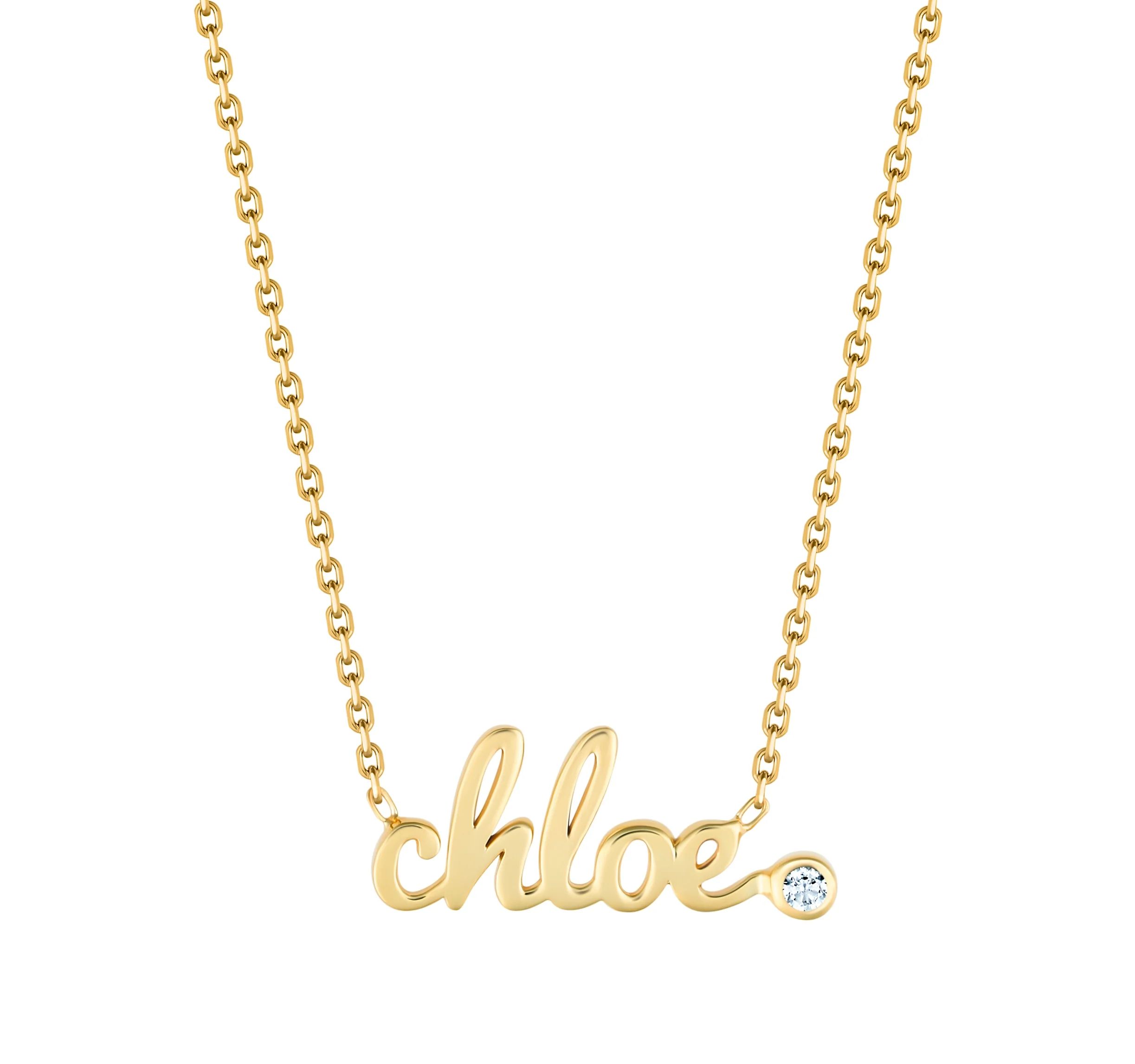 Small Script Gold Name Necklace With Stone Accent | Lola James Jewelry