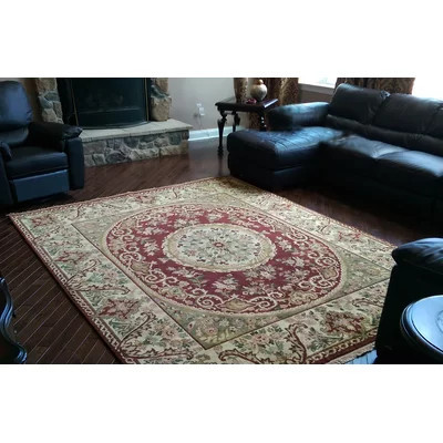 Signature Masterpiece Oriental Hand Knotted Wool Burgundy/Gold Area Rug | Wayfair North America