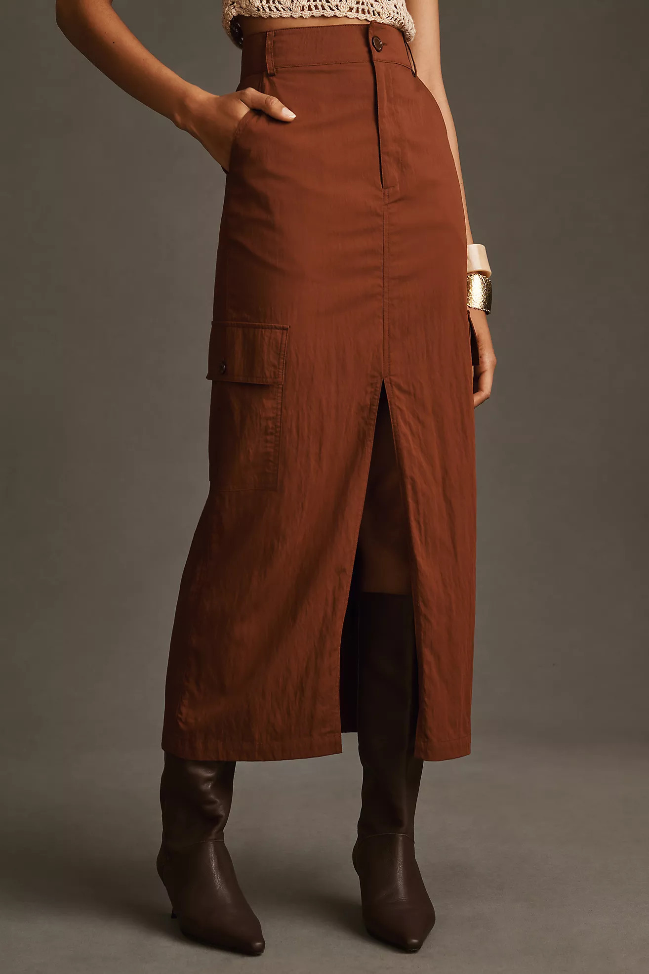 Moon River Front-Slit Cargo Maxi Skirt | Anthropologie (US)