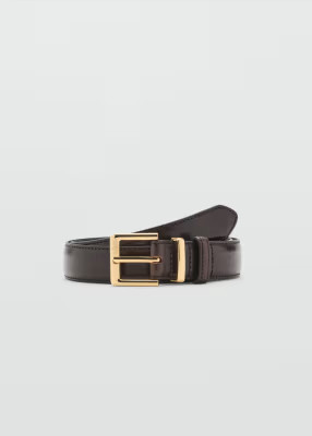 Mango classic leather belt in dark brown | ASOS (Global)