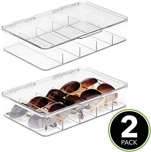 mDesign Plastic Rectangular Stackable Eye Glass Storage Organizer Holder Box for Sunglasses, Reading | Amazon (US)