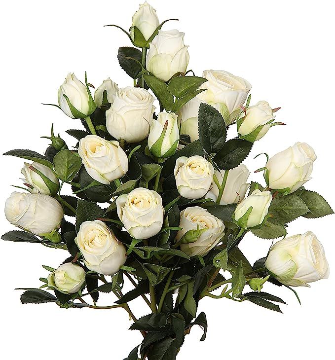 DILATATA Artificial Rose Bud Silk Flowers Bush 21" Long Artificial Flower Bush for Wedding Decor ... | Amazon (US)
