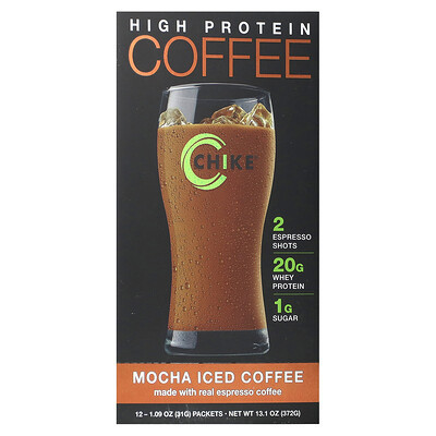 Chike Nutrition, High Protein Iced Coffee, Mocha, 12 Packets, 1.09 oz (31 g) Each | iHerb