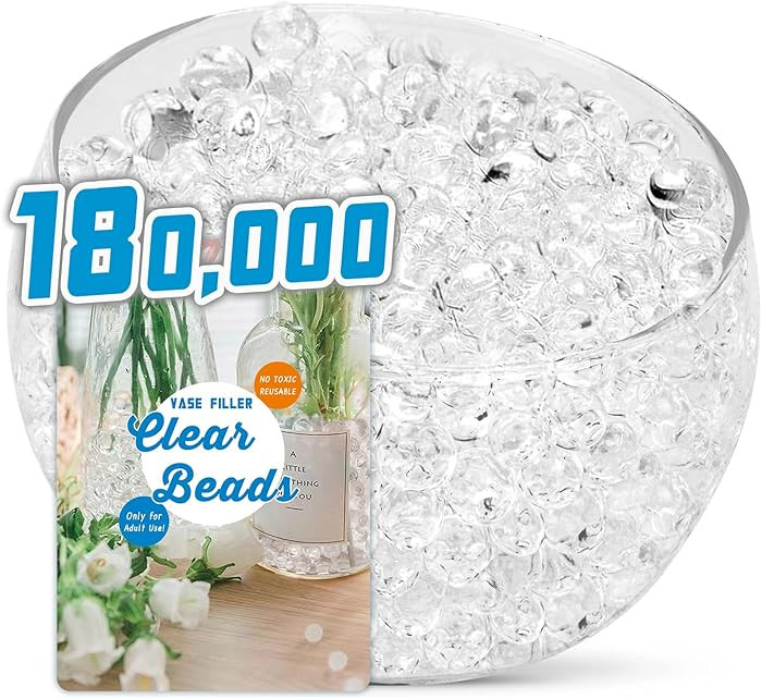 180,000 Clear Water Gel Beads for Centerpieces, Tansparent Vase Filler for Floating Candle, Chris... | Amazon (US)