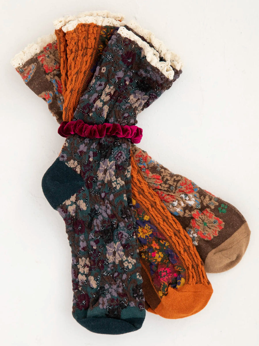 Blossom Socks & Scrunchie, Set of 3 - Rust | Natural Life