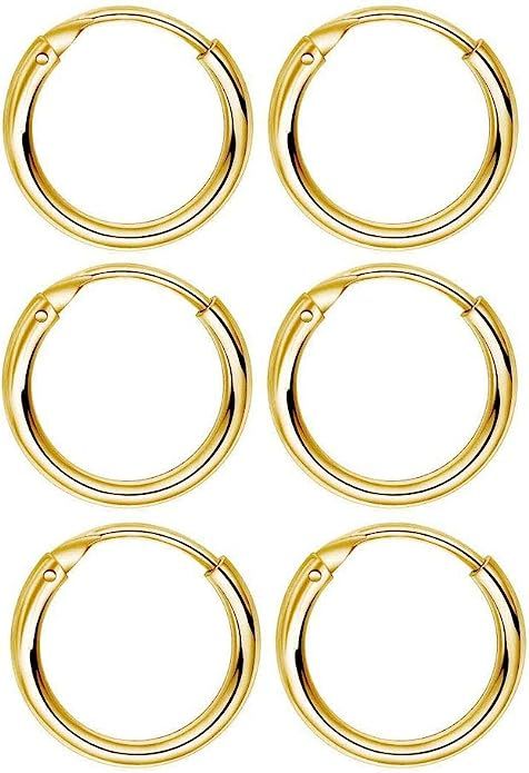 Sterling Silver Small Hoop Earrings Set, 3 Pairs Hypoallergenic Cartilage Hoop Earrings Endless T... | Amazon (US)