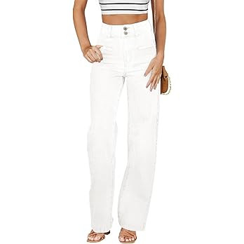Sidefeel Women's Jeans High Waisted Straight Leg Stretchy Jeans Trendy Loose Wide Leg Zimbaplatin... | Amazon (US)