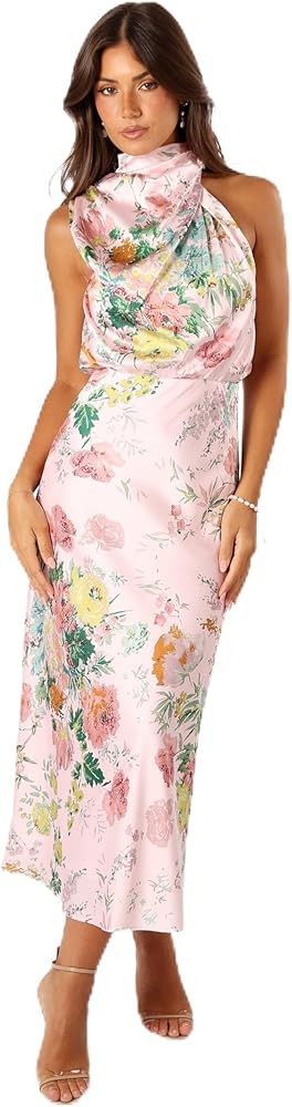 Petal & Pup Women's Anabelle Halter Neck Midi Dress | Amazon (US)