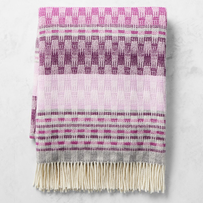 Checkered Stripe Jacquard Wool Throw | Williams-Sonoma