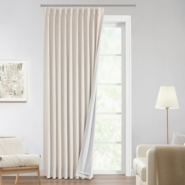 Vision Home Natural Pinch Pleated Full Blackout Curtains Linen Blended Room Darkening Window Curt... | Amazon (US)