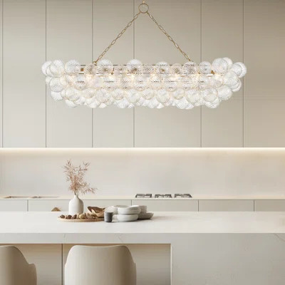 63'' Gold Bubble Ball Chandelier, 14-Light G9 Led Pendant Light With Hand Blown Swirled Glass Globes, Modern Mid Century Cluster Ceiling Fixture For D | Wayfair North America