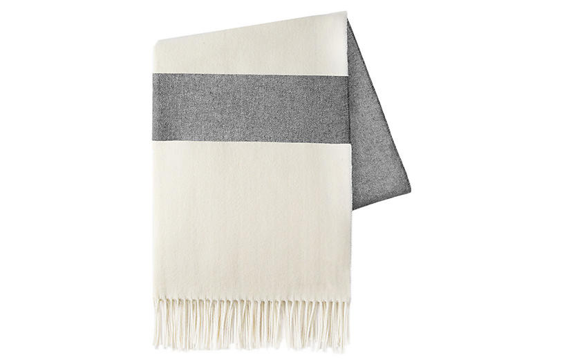 Sydney Stripe Cotton Throw, Charcoal | One Kings Lane