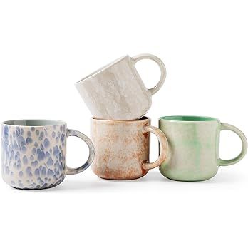 MONITO 12 OZ Coffee Mugs Set of 4, Large Ceramic Coffee Mugs，Modern Coffee Mugs Set with handle... | Amazon (US)