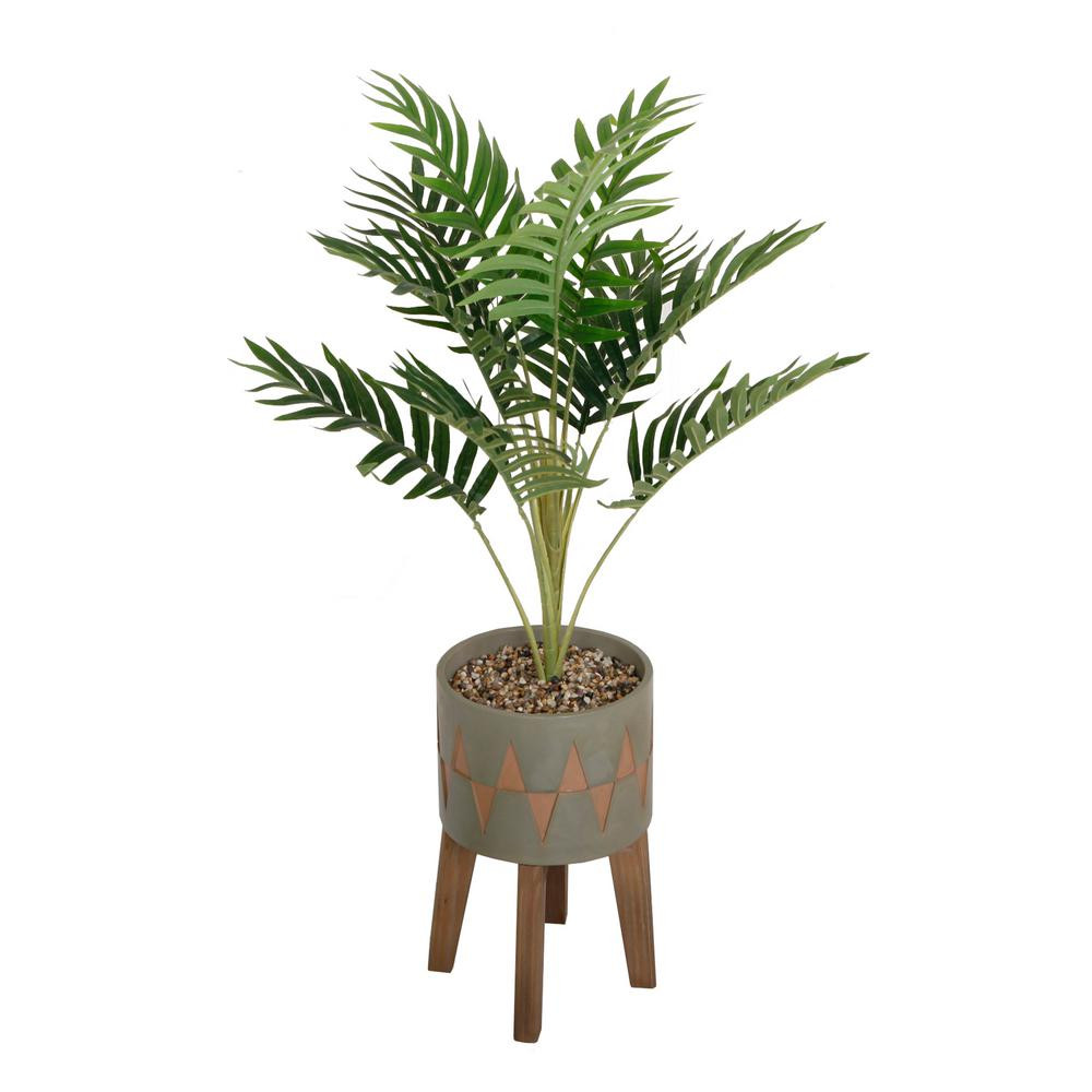 FLORA BUNDA 3.15 ft. Palm in Cement Planter on Wood Stand | The Home Depot