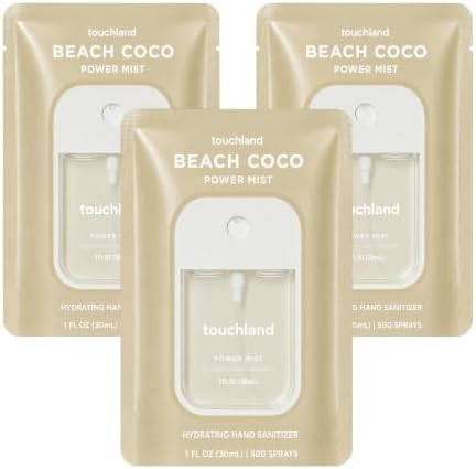 Touchland Beach Coco Hydrating Hand Sanitizer Spray, 3 Pack Travel Size | TSA ready Power Mist wi... | Amazon (US)