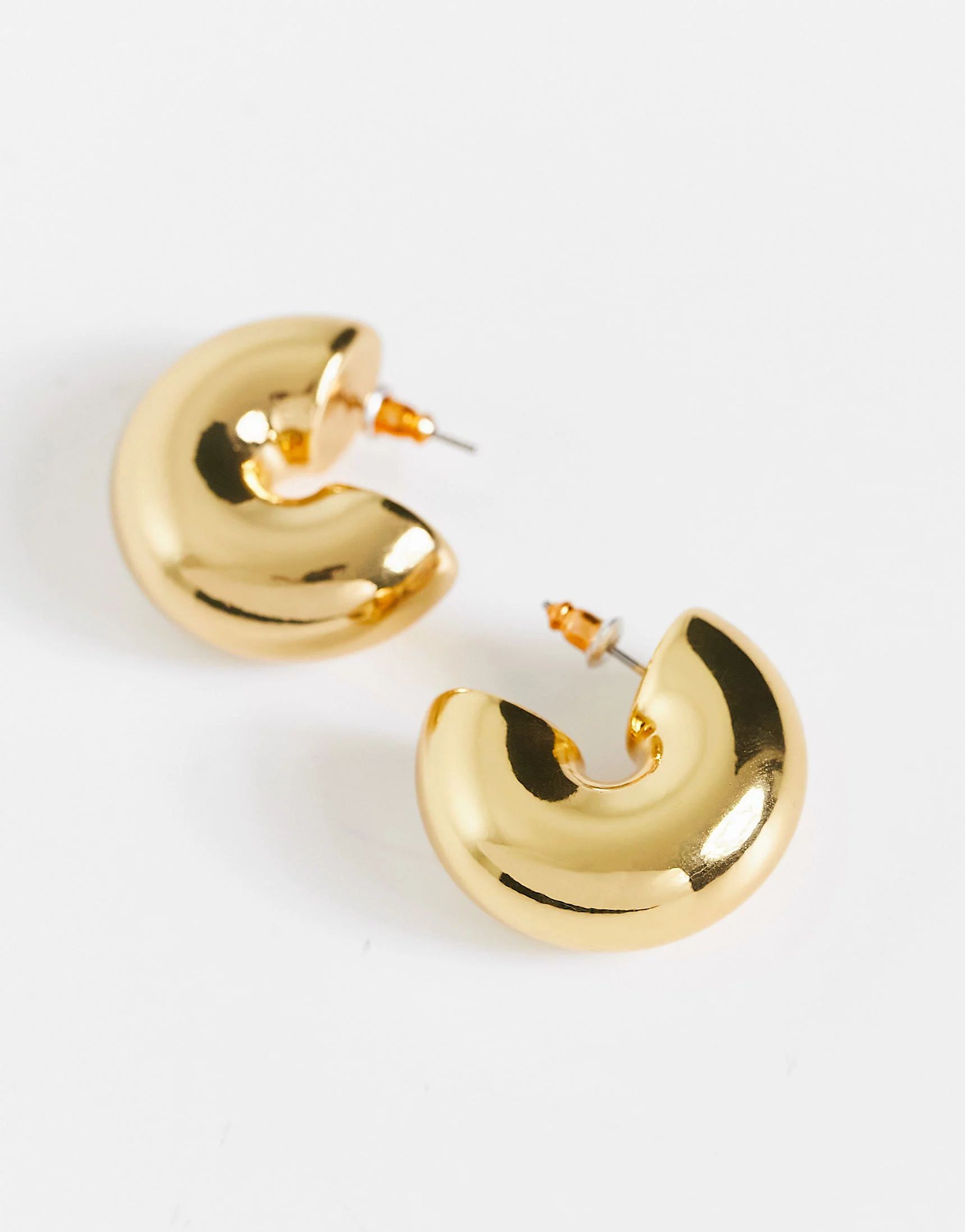 ASOS DESIGN 14k gold plated hoop earrings in super chubby design | ASOS (Global)