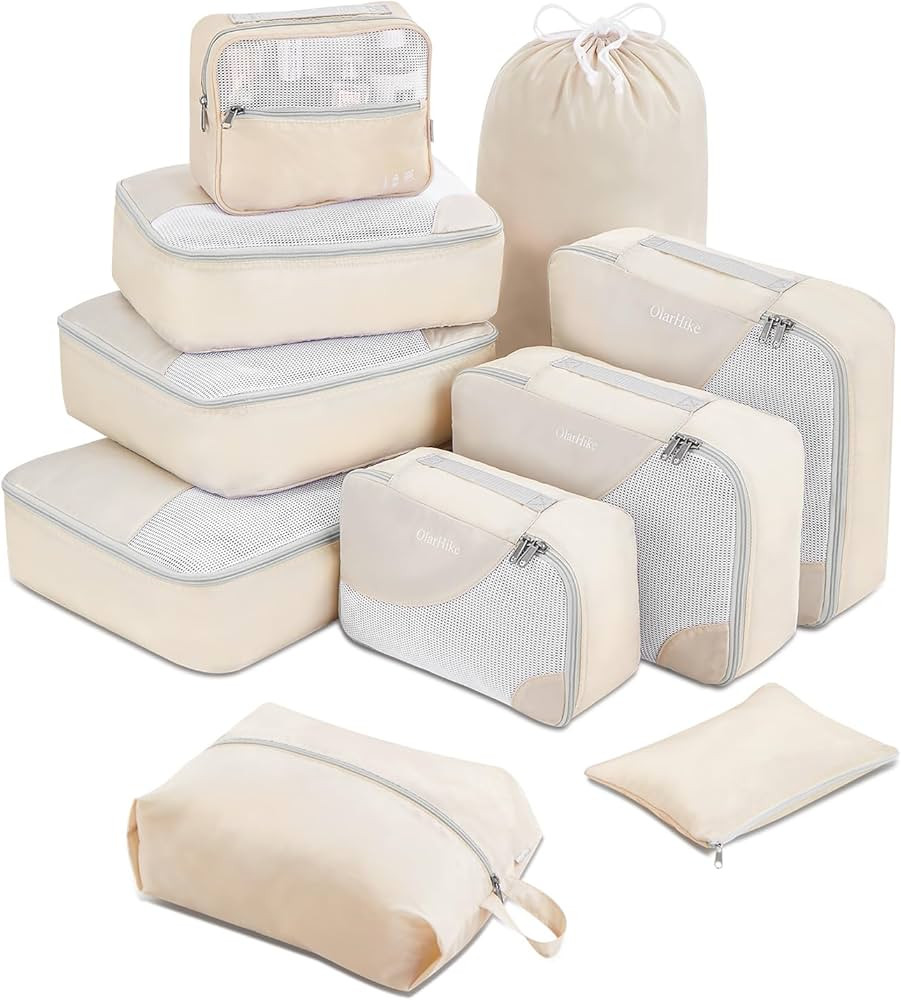 OlarHike Travel Essentials ALL INCLUDED 10 Set Durable Packing Cubes for Suitcases, UPGRADED Anti... | Amazon (US)