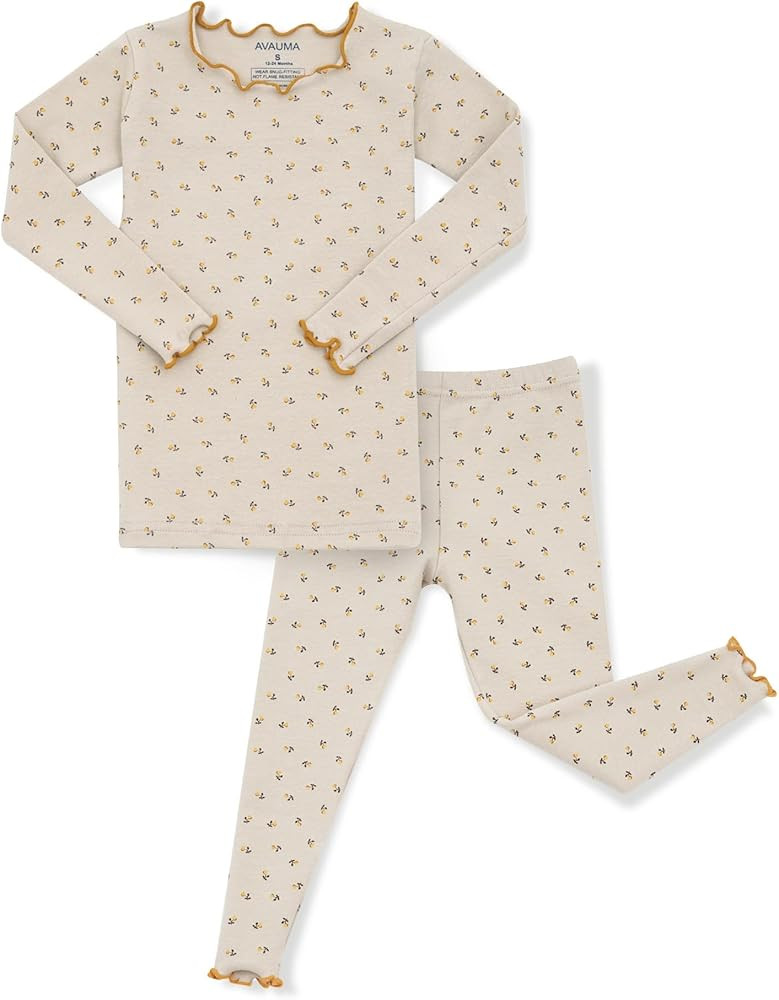 AVAUMA Baby Boy Girl Pajama Set 6M-7T Kids Cute Toddler Snug fit Flower Pattern Design Pjs Cotton... | Amazon (US)