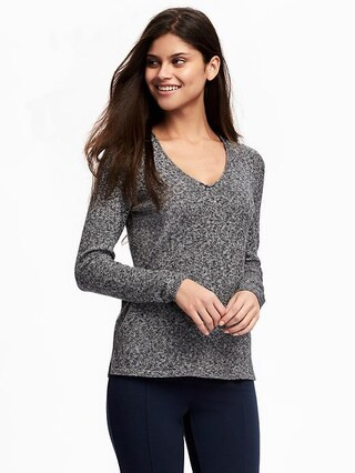 Old Navy Classic Marled V Neck Sweater For Women Size M Petite - Black jack 2 | Old Navy US