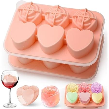 Ice Cube Tray, Mikiwon 2 inch Rose Ice Cube Trays With Covers, 3 Cavity Silicone Rose Ice Tray & ... | Amazon (US)