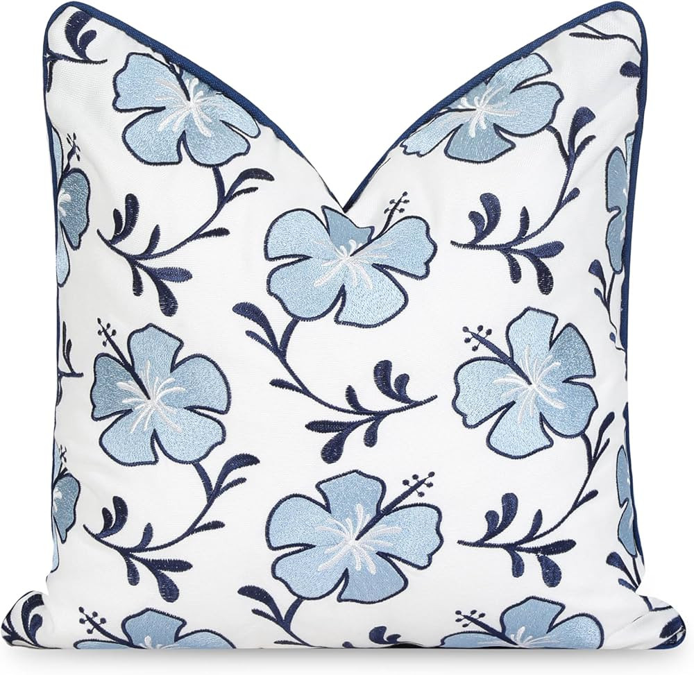 Hofdeco Premium Coastal Patio Indoor Outdoor Throw Pillow Cover Only, 18"x18" Water Repellent for... | Amazon (US)