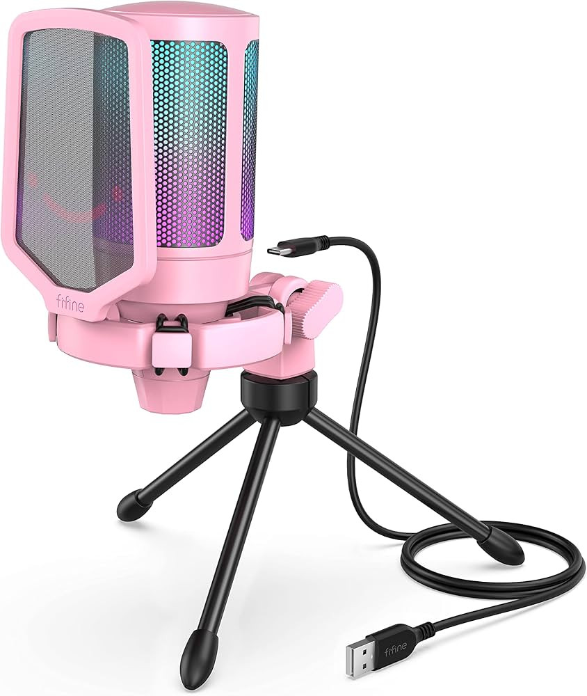Fifine USB Gaming Microphone for PC PS4 PS5, Streaming RGB Computer Condenser Cardioid Mic with M... | Amazon (CA)