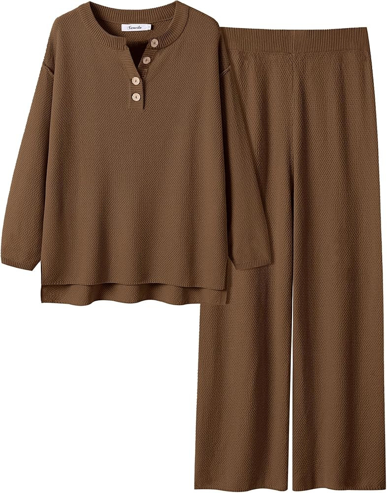 ANRABESS Women 2 Piece Outfits Oversized Loose Waffle Knit Sweater Set 2025 Fall Trendy Matching ... | Amazon (US)