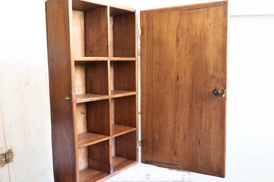Vintage Handmade Solid Wood Box | Cubbies Storage Box With Lid | Brass Hardware Divided Wood Box ... | Etsy (US)