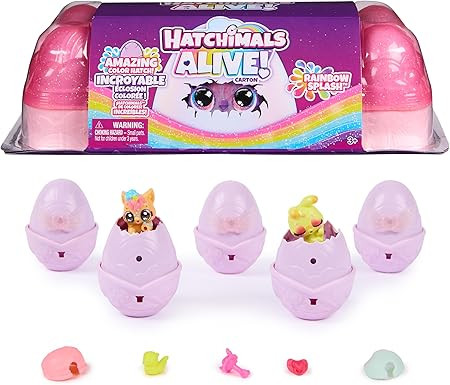 Hatchimals Alive, Rainbow Splash Egg Carton Toy with 5 Mini Figures in Color Reveal Eggs & 10 Acc... | Amazon (US)
