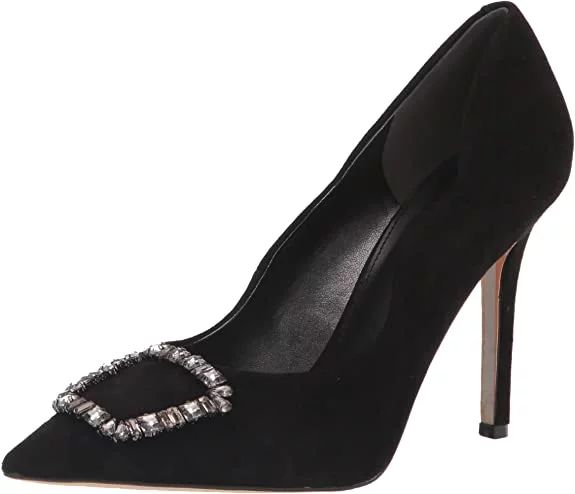 Sam Edelman Harriett Black Suede Pointed Toe Slip On Stiletto Heel Fashion Pumps (Black Suede, 5) | Walmart (US)