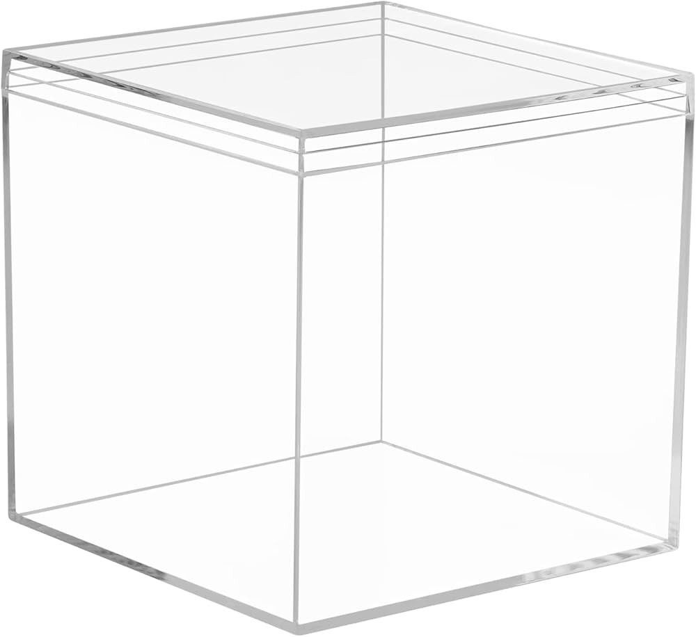 Clear Acrylic Square Cube Boxes, Plastic Square Cube Containers with Lid Plastic Storage Organize... | Amazon (US)