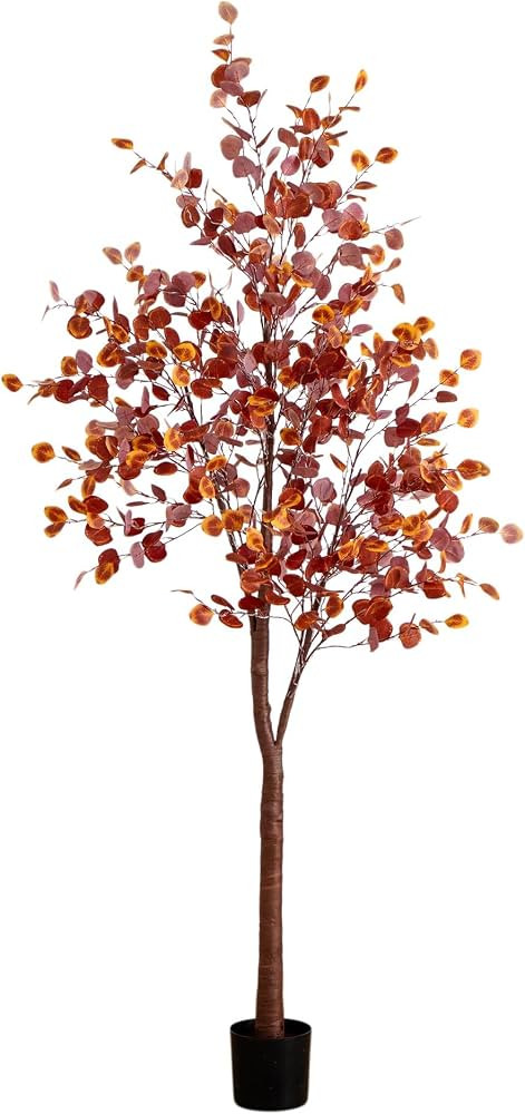Nearly Natural 8ft Pre-Lit Grand Autumn Eucalyptus Artificial Fall Tree with 540 Warm White LED L... | Amazon (US)