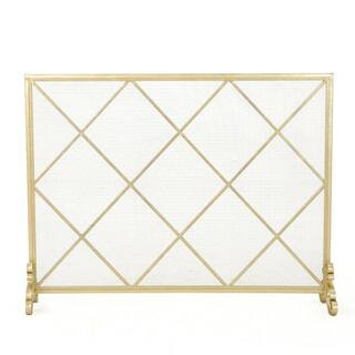 Howell Modern Gold Single Panel Iron Fire Screen | The Home Depot