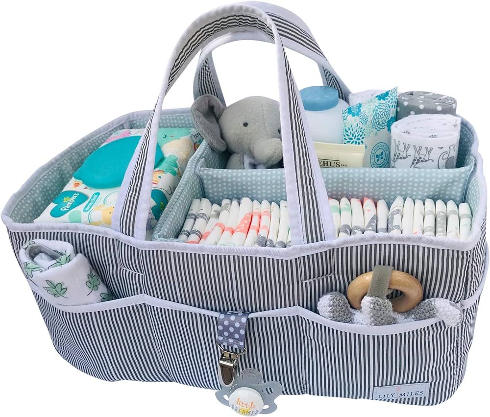 Lily Miles Baby Diaper Caddy - Large Organizer Tote Bag for Baby essentials Boy or Girl - Baby Sh... | Amazon (US)