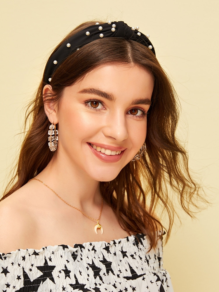 Faux Pearl Decor Knot Headband | SHEIN