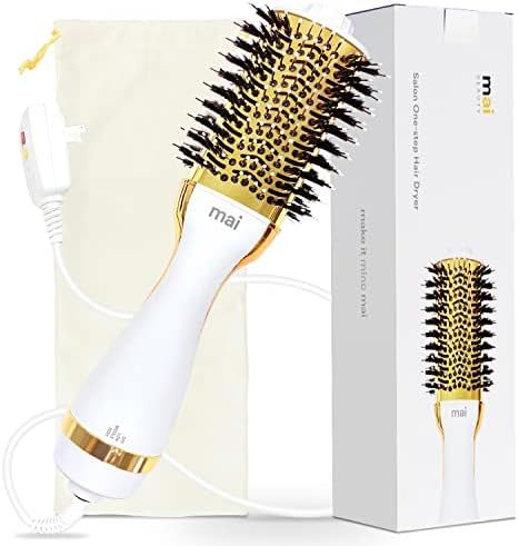 Professional Hair Dryer Brush Blow Dryer Brush in One, White Gold Hot Air Brush with 60MM Oval Ba... | Amazon (US)