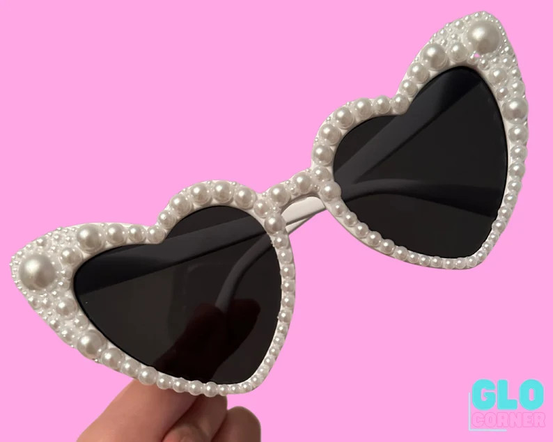 Pearl Heart Shaped Sunglasses - Bride Bachlorette Hen Party For the Bride Sunglasses Custom | Etsy ROW