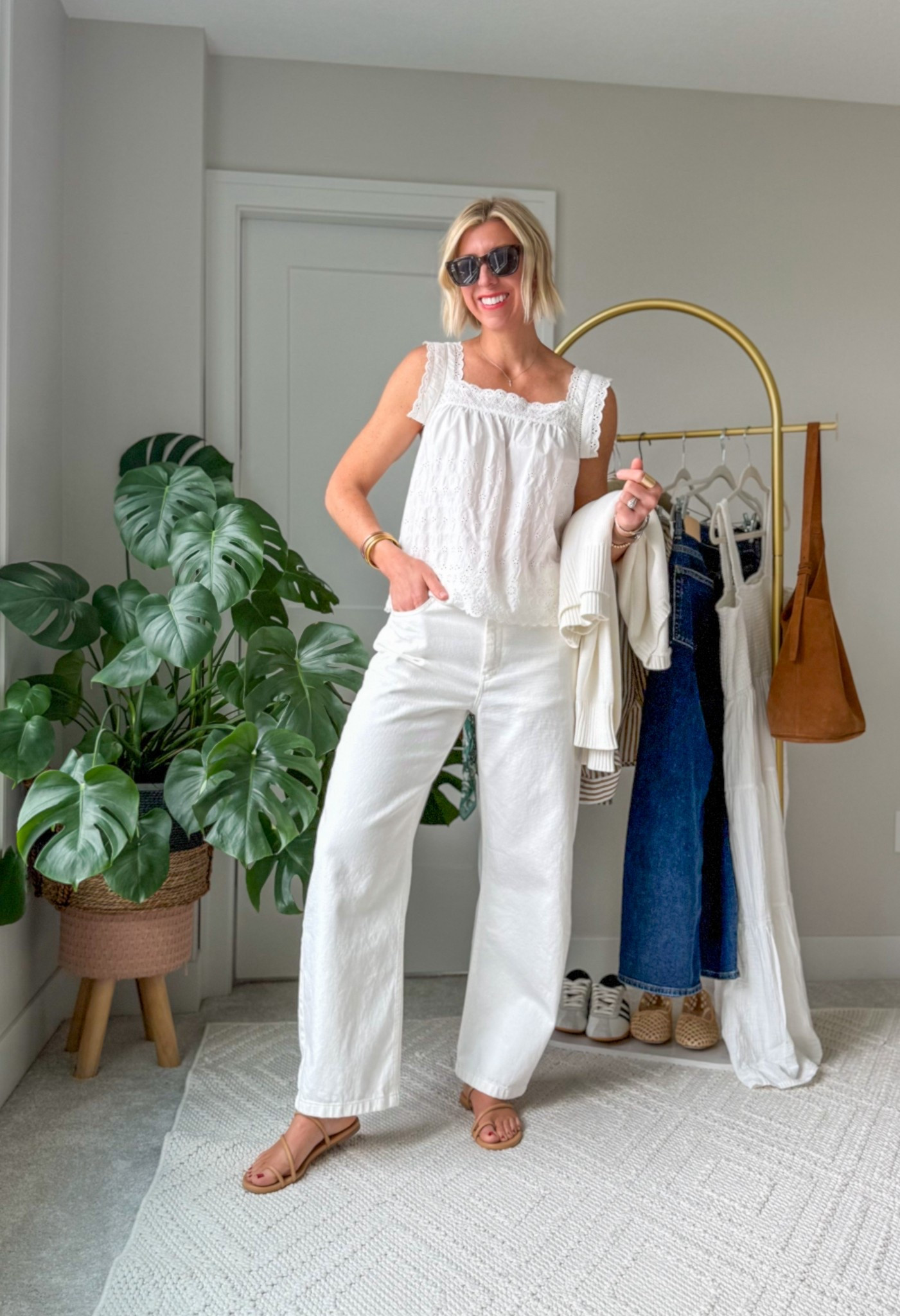 The summer outfit formula that never fails: chic, lightweight, blouse, relaxed, white jeans, new sandals, and an effortless layer like a cotton sweater to drape over your shoulders🤍


#LTKFindsUnder100 #LTKSummerEdit #LTKOver40